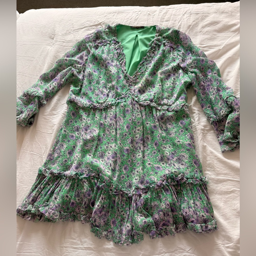Kobi Halperin Green Dress with Floral Accents